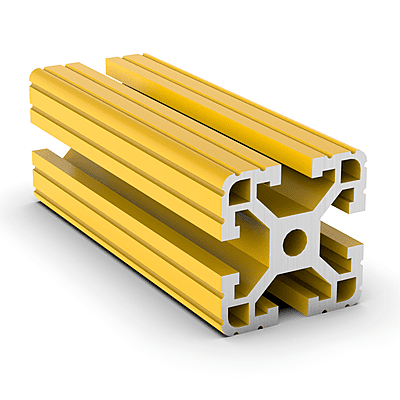 TSLOTS 1.5" x 1.5" Light Grooved Yellow Powder Coat .32" tslot Aluminum Framing Profile