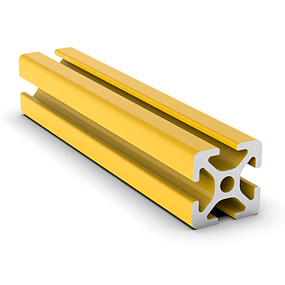 TSLOTS 20mm x 20mm Yellow Powder Coat 5mm tslo Aluminum Framing Profile